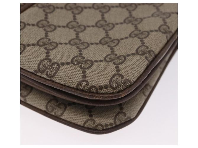 Borsa GUCCI GG Supreme Web Sherry Line PVC Beige Gold 10 02 037 Auth ka5946 D'oro - vista 9