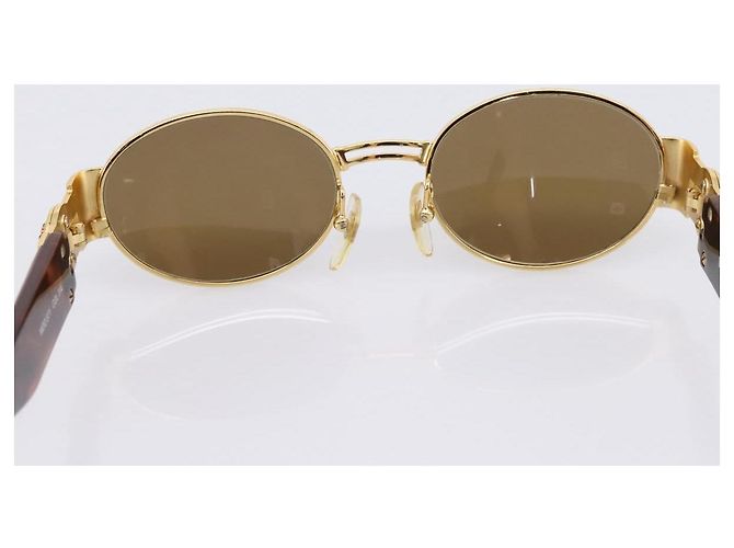 Occhiali da sole Gianni Versace Plastica Brown Gold Auth bs36896 Marrone D'oro - vista 10
