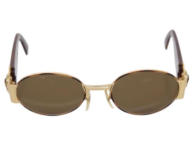 Occhiali da sole Gianni Versace Plastica Brown Gold Auth bs36896 Marrone D'oro - vista 2