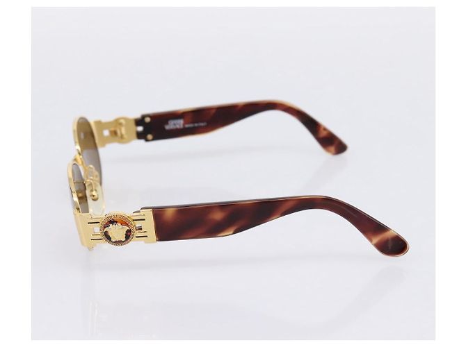 Occhiali da sole Gianni Versace Plastica Brown Gold Auth bs36896 Marrone D'oro - vista 6