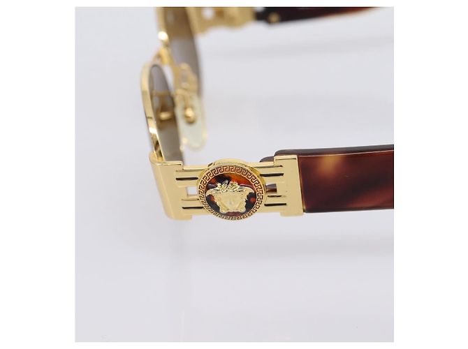 Occhiali da sole Gianni Versace Plastica Brown Gold Auth bs36896 Marrone D'oro - vista 7
