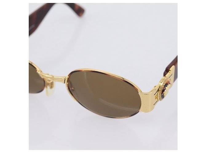 Occhiali da sole Gianni Versace Plastica Brown Gold Auth bs36896 Marrone D'oro - vista 9