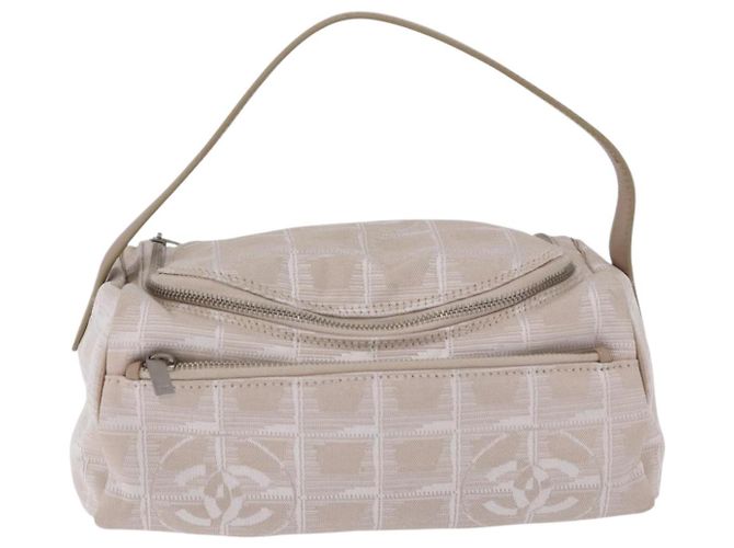 CHANEL New Travel Line Beauty Case Nylon Beige CC Auth 199997A - vista 13