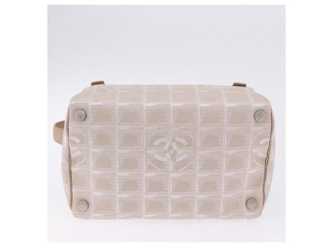 CHANEL New Travel Line Beauty Case Nylon Beige CC Auth 199997A - vista 5