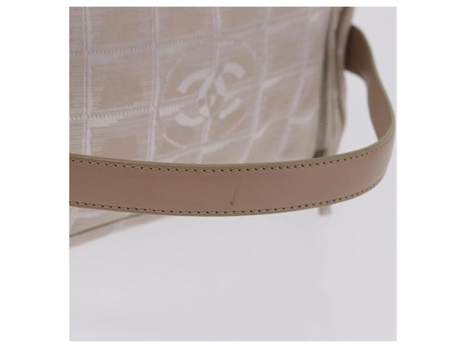 CHANEL New Travel Line Beauty Case Nylon Beige CC Auth 199997A - vista 7