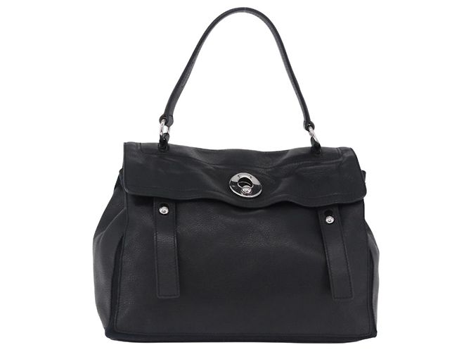 SAINT LAURENT Borsa a mano Muse Toe in pelle nera e argento 197149 Auth 199840A Nero - vista 13