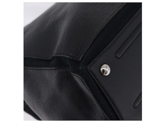 SAINT LAURENT Borsa a mano Muse Toe in pelle nera e argento 197149 Auth 199840A Nero - vista 15