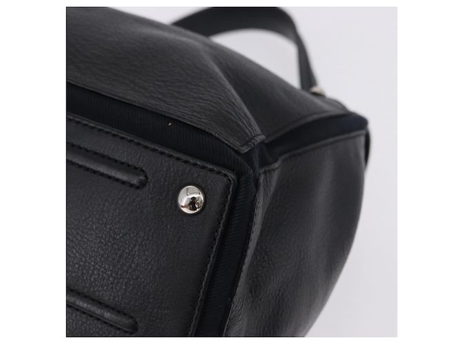 SAINT LAURENT Borsa a mano Muse Toe in pelle nera e argento 197149 Auth 199840A Nero - vista 16