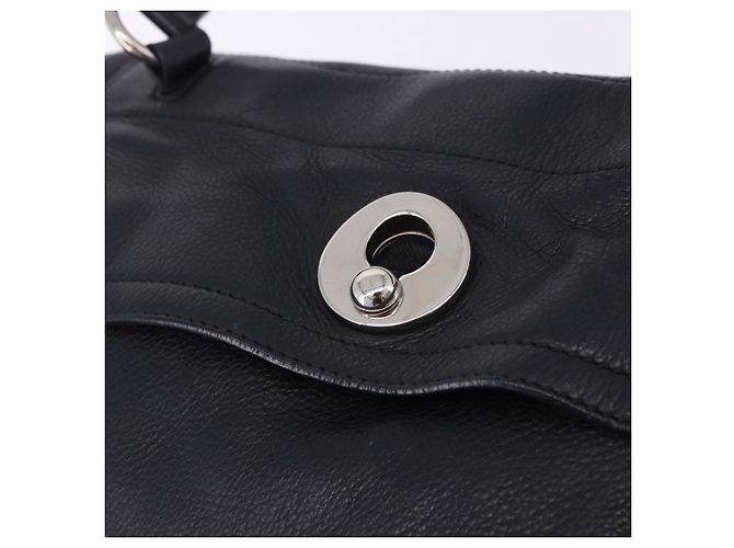 SAINT LAURENT Borsa a mano Muse Toe in pelle nera e argento 197149 Auth 199840A Nero - vista 17