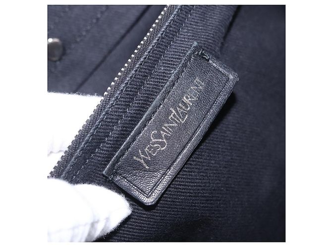 SAINT LAURENT Borsa a mano Muse Toe in pelle nera e argento 197149 Auth 199840A Nero - vista 18