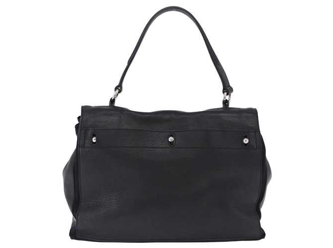 SAINT LAURENT Borsa a mano Muse Toe in pelle nera e argento 197149 Auth 199840A Nero - vista 2