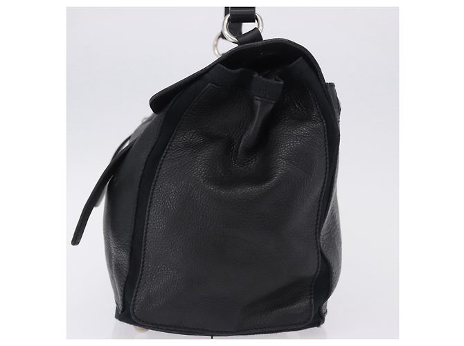 SAINT LAURENT Borsa a mano Muse Toe in pelle nera e argento 197149 Auth 199840A Nero - vista 3