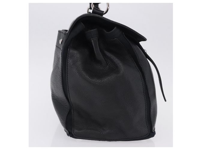 SAINT LAURENT Borsa a mano Muse Toe in pelle nera e argento 197149 Auth 199840A Nero - vista 4