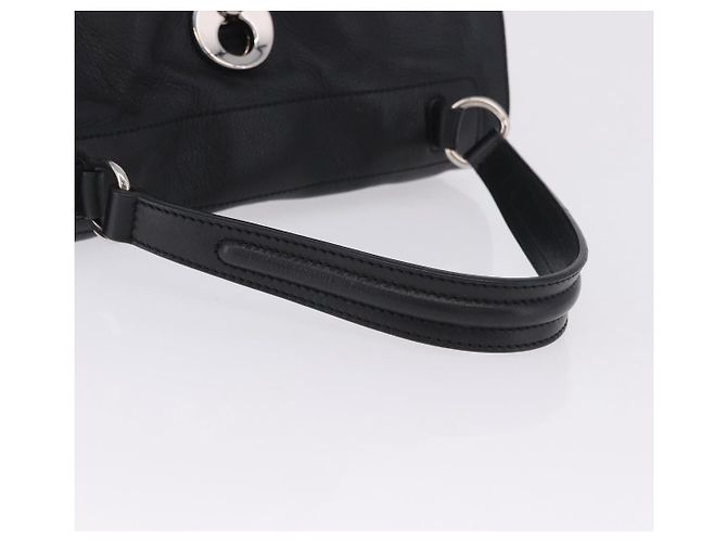 SAINT LAURENT Borsa a mano Muse Toe in pelle nera e argento 197149 Auth 199840A Nero - vista 7