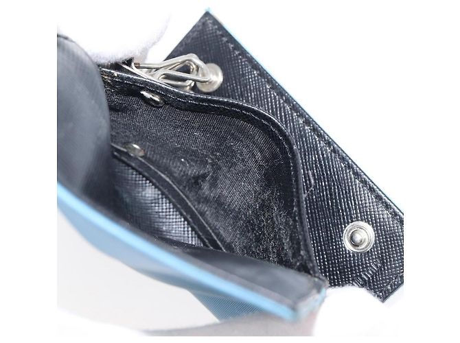PRADA Key Case Nylon Light Blue Silver Black Auth bs36874 Silvery - view 10