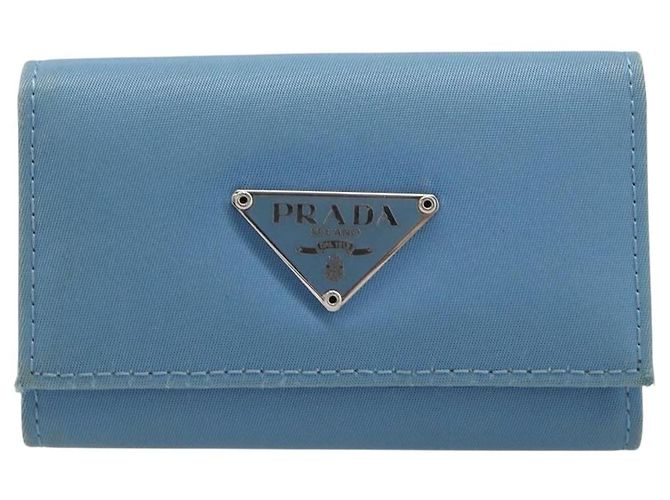 PRADA Key Case Nylon Light Blue Silver Black Auth bs36874 Silvery - view 13