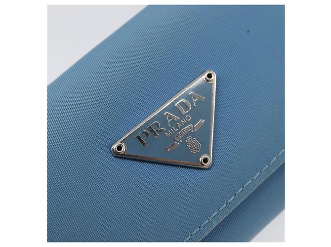 PRADA Key Case Nylon Light Blue Silver Black Auth bs36874 Silvery - view 17