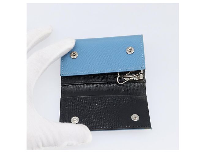PRADA Key Case Nylon Light Blue Silver Black Auth bs36874 Silvery - view 18
