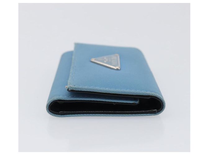 PRADA Key Case Nylon Light Blue Silver Black Auth bs36874 Silvery - view 3