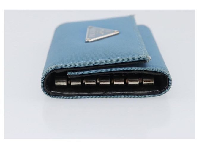 PRADA Key Case Nylon Light Blue Silver Black Auth bs36874 Silvery - view 4