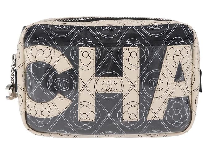 Borsa a tracolla CHANEL Camelia in pelle Bianco Nero CC Auth 200364SAM - vista 13