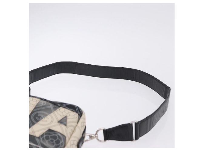 Borsa a tracolla CHANEL Camelia in pelle Bianco Nero CC Auth 200364SAM - vista 14