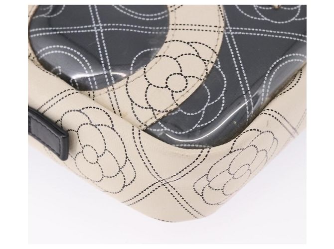 Borsa a tracolla CHANEL Camelia in pelle Bianco Nero CC Auth 200364SAM - vista 15