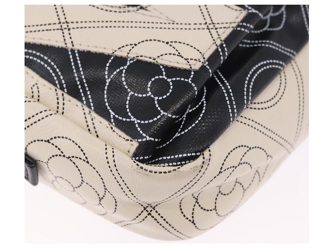 Borsa a tracolla CHANEL Camelia in pelle Bianco Nero CC Auth 200364SAM - vista 17