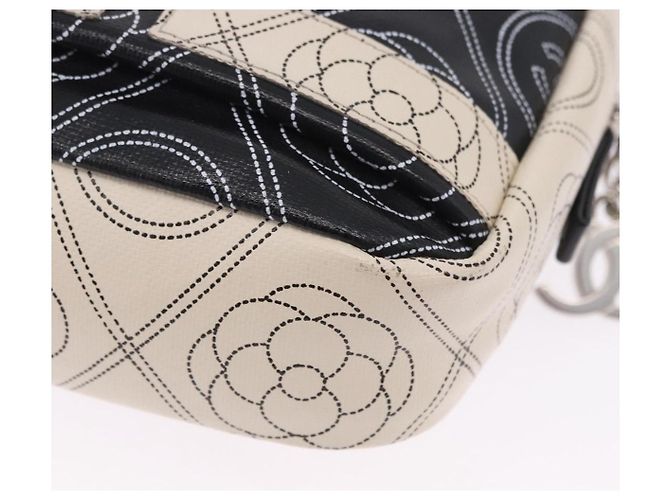 Borsa a tracolla CHANEL Camelia in pelle Bianco Nero CC Auth 200364SAM - vista 18