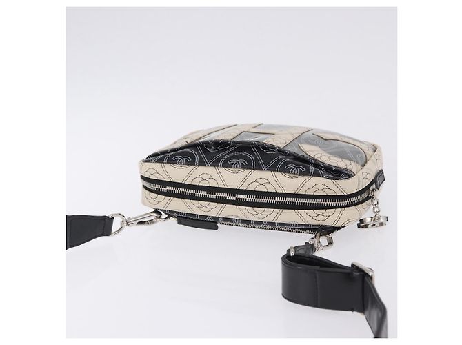 Borsa a tracolla CHANEL Camelia in pelle Bianco Nero CC Auth 200364SAM - vista 6