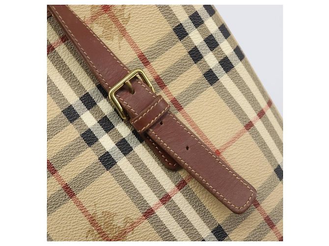 Borsa Tote BURBERRY Nova Check PVC Beige Gold Auth ka6030 D'oro - vista 10