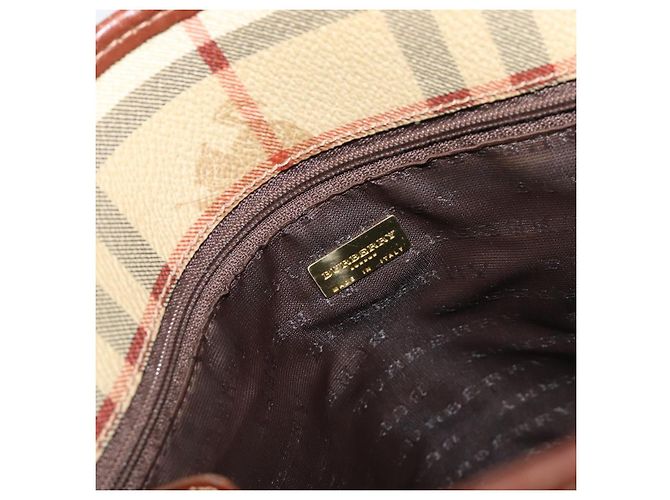 Borsa Tote BURBERRY Nova Check PVC Beige Gold Auth ka6030 D'oro - vista 11