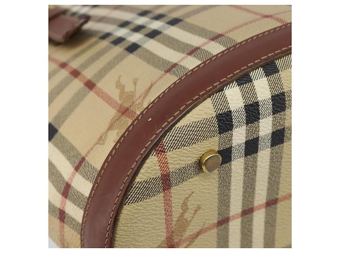 Borsa Tote BURBERRY Nova Check PVC Beige Gold Auth ka6030 D'oro - vista 14