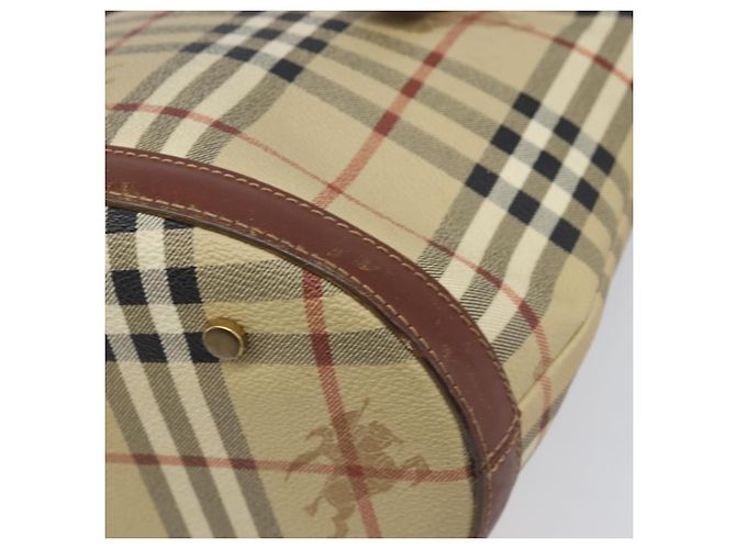 Borsa Tote BURBERRY Nova Check PVC Beige Gold Auth ka6030 D'oro - vista 15