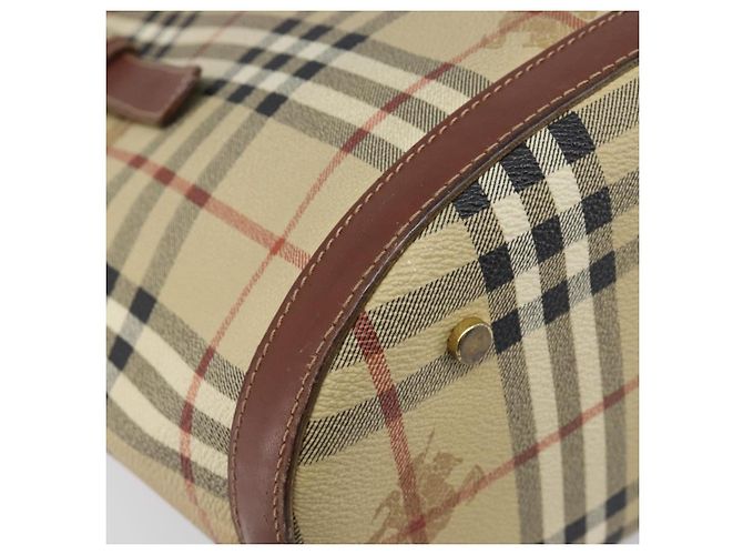 Borsa Tote BURBERRY Nova Check PVC Beige Gold Auth ka6030 D'oro - vista 16