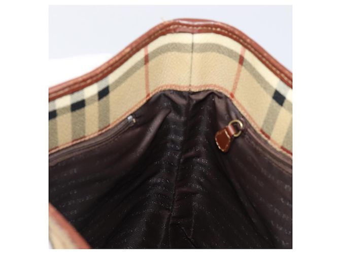 Borsa Tote BURBERRY Nova Check PVC Beige Gold Auth ka6030 D'oro - vista 18