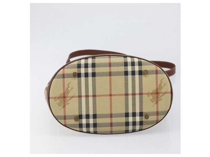 Borsa Tote BURBERRY Nova Check PVC Beige Gold Auth ka6030 D'oro - vista 5