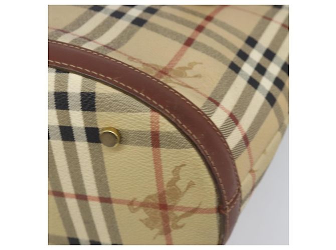 Borsa Tote BURBERRY Nova Check PVC Beige Gold Auth ka6030 D'oro - vista 9