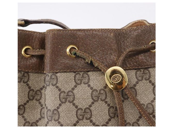 Borsa GUCCI GG Supreme Web Sherry Line PVC Beige Gold 72 02 034 Auth 198252 D'oro - vista 10