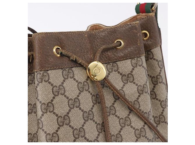 Borsa GUCCI GG Supreme Web Sherry Line PVC Beige Gold 72 02 034 Auth 198252 D'oro - vista 18