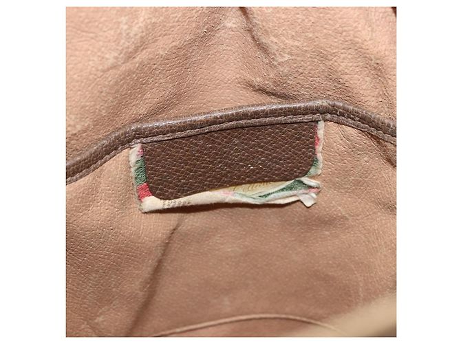 Borsa GUCCI GG Supreme Web Sherry Line PVC Beige Gold 72 02 034 Auth 198252 D'oro - vista 19