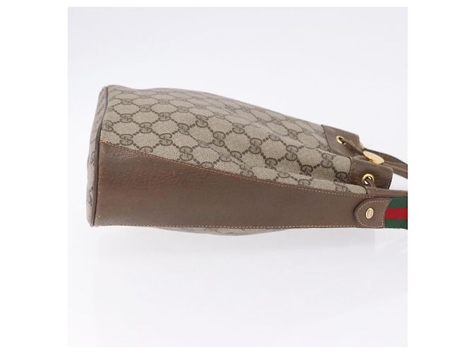 Borsa GUCCI GG Supreme Web Sherry Line PVC Beige Gold 72 02 034 Auth 198252 D'oro - vista 3