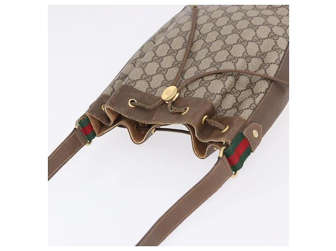Borsa GUCCI GG Supreme Web Sherry Line PVC Beige Gold 72 02 034 Auth 198252 D'oro - vista 6