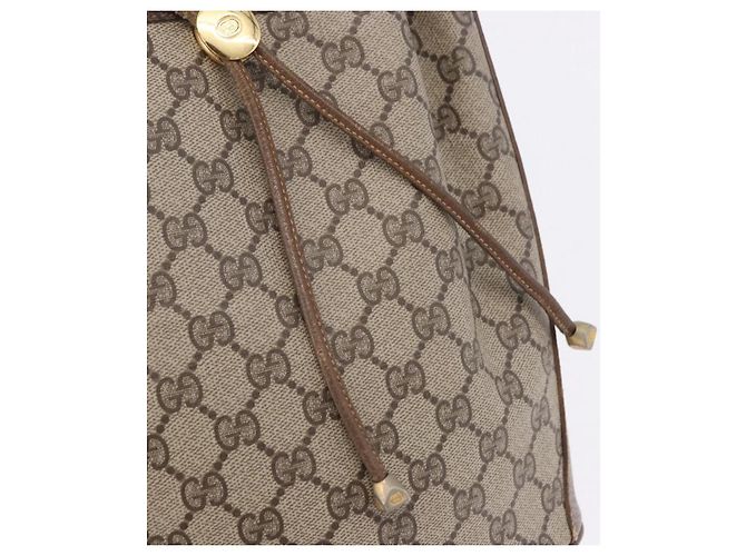 Borsa GUCCI GG Supreme Web Sherry Line PVC Beige Gold 72 02 034 Auth 198252 D'oro - vista 9
