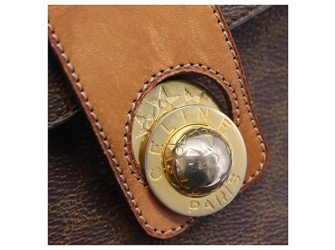 Céline CELINE Macadam Canvas Star Ball Vanity Pouch PVC Leder Braun Authentisch 201000 Golden - Ansicht 8