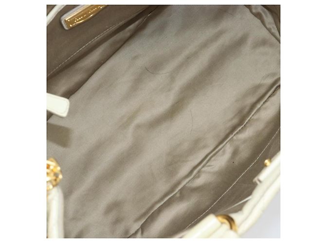 Borsa Miu Miu Vitter Shine in pelle 2way Beige Tono Oro Auth 199350 - vista 11