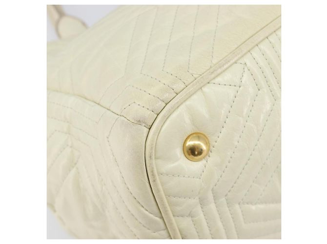 Borsa Miu Miu Vitter Shine in pelle 2way Beige Tono Oro Auth 199350 - vista 15