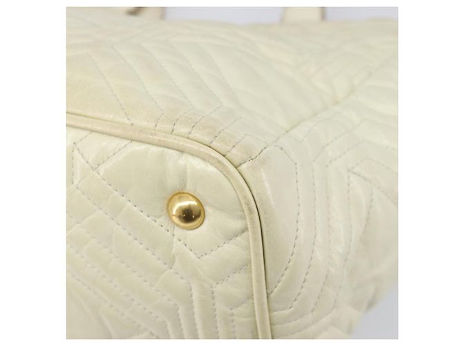 Borsa Miu Miu Vitter Shine in pelle 2way Beige Tono Oro Auth 199350 - vista 16