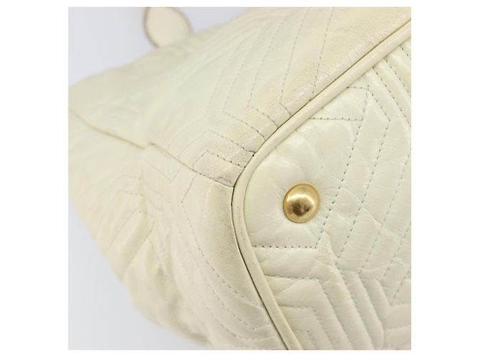 Borsa Miu Miu Vitter Shine in pelle 2way Beige Tono Oro Auth 199350 - vista 17