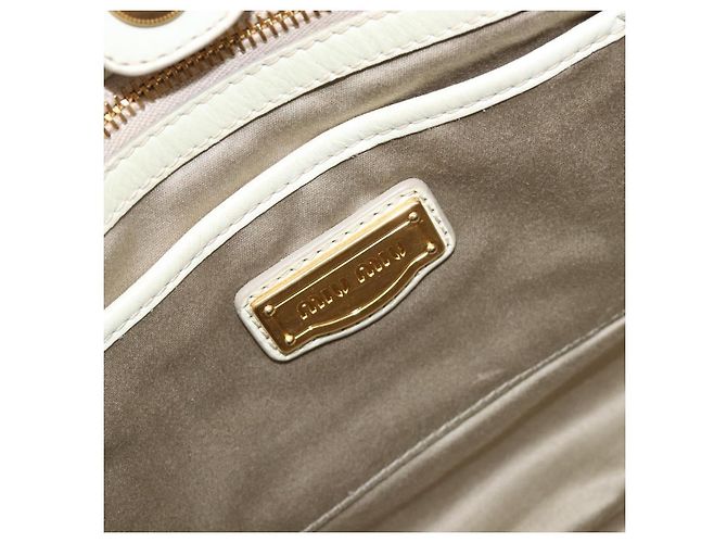 Borsa Miu Miu Vitter Shine in pelle 2way Beige Tono Oro Auth 199350 - vista 19